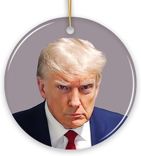 Donald Trump Mugshot Mean Muggin Ornament, Funny Christmas Decoration