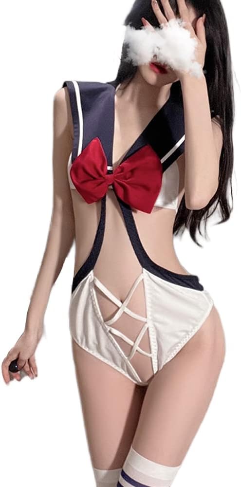 Sexy schoolgirl cosplay Japanese anime onesie sexy sexy women's lingerie clothing (No elasticity)