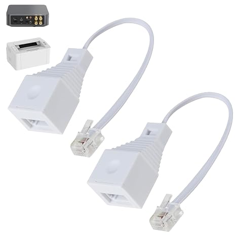 2 Pcs RJ11 to BT Socket Adapter, RJ11 4 Wire to BT Telephone Female Socket Converter, 10cm Cable for Landline Phone, FAX Machine, Modem, Router, Printer&Internet Connection, Universal Compatibility