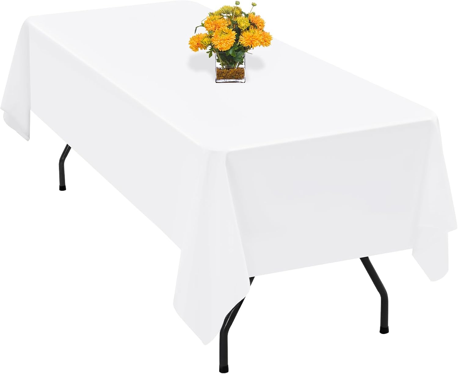 Teruntrue 1 Pack White Polyester Tablecloth 100 x 140 cm Polyester Fabric Table Cloth Wrinkle Resistant Washable Rectangle Table Cover,for Wedding,Birthday,Party,Banquets Decorate