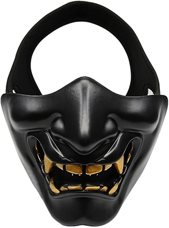 Japanese Hannya Mask, Samurai Oni Half Face Mask for Cosplay Party Halloween