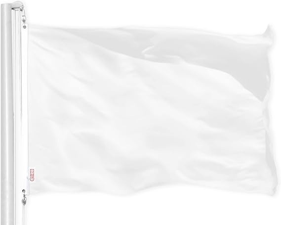 G128 Solid White Color Flag | 3x5 Ft | LiteWeave Pro Series Printed 150D Polyester | Blank White DIY Flag with Brass Grommets