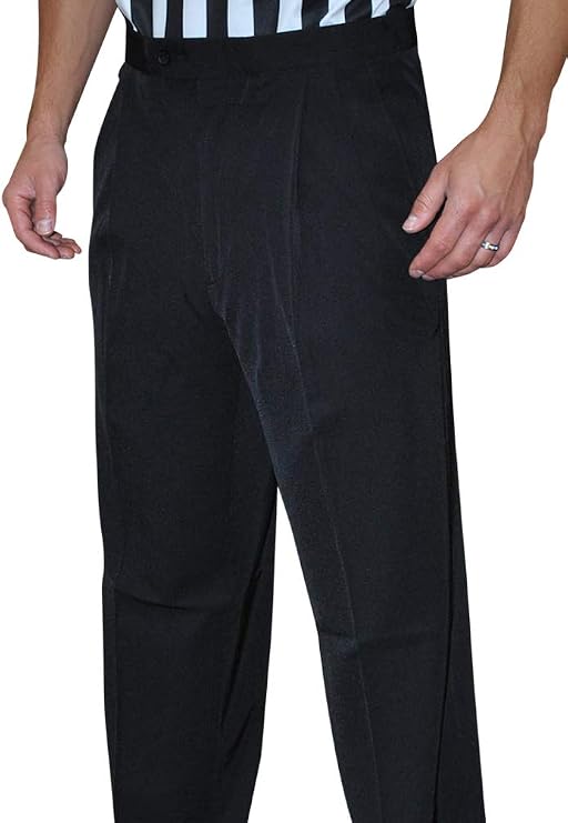 Smitty Men's Basketball Premium 4-Way Stretch Pleated Front Officials Pants - Slash Pockets