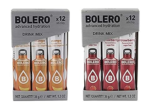 BOLERO Assorted Fruit Flavors Flavored, Sugar Free and Low Calorie Powdered Drink Mix, 12 Singles-To-Go Sticks
