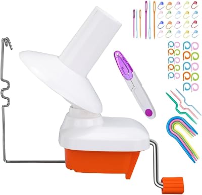 Yarn Ball Winder, Convenient Orange Yarn Winder for Yarn, Ball Winder Combo with Easy Installation for Yarn Storage  53 Pieces Stitch Knitting Needles  1 Pieces Scissors