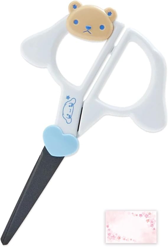 SanrioOriginal Face Shaped Scissors (Japan Import) - Includes Cherry Blossom Message Card (Cinnamoroll)