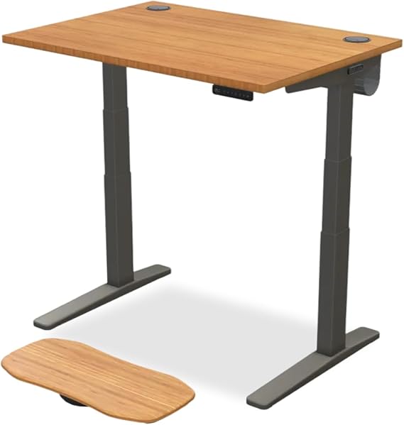 UPLIFT DESK Bamboo (42 x 30 inch) Standing Desk 2-Leg V3 Adjustable Stand Up C-Frame (Indus.), Advanced Keypad, Wire Grommets, Wire Tray, Rocker Board