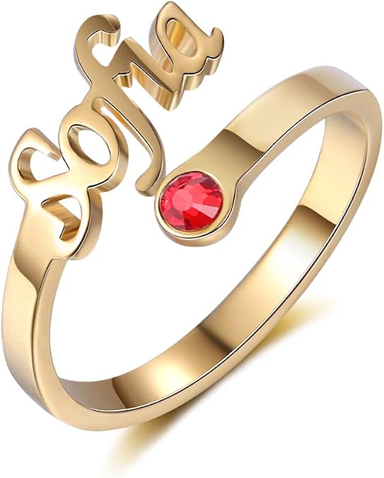 Personalized Name Ring for Women, Custom Promise Ring for Her Adjustable Couples Rings with 2 Names Personalized Jewelry Gift for Women Mother BFF