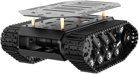 Robot Tracking Tank Car Chassis with Encoder DC Motor Suspension Shock Absorbing Chassis Car Double Layer Full Metal Robot Moving Platform Truck for Arduion RPi Jetson DIY Maker Smart Robot Car