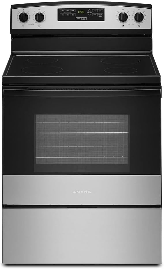 AMANA 30 in. 4 Burner Element Freestanding Electric Range in Stainless Steel