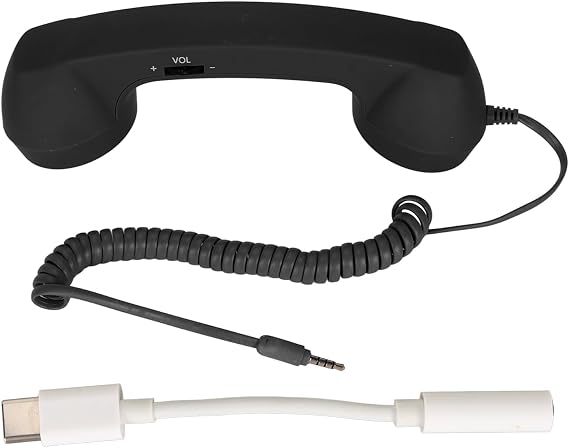 Retro Phone Handset, Black Mobile Phone Receiver with 3.5mm Jack
