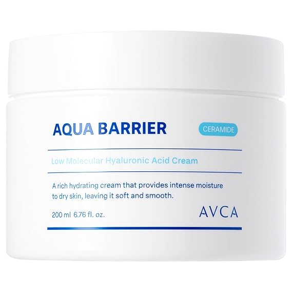 AVCA Aqua Hyaluronic Acid Daily Moisturizer 200ml(6.76 fl. oz) Ceramide Barrier Support Cream for Dry Skin, Lightweight Rich Texture