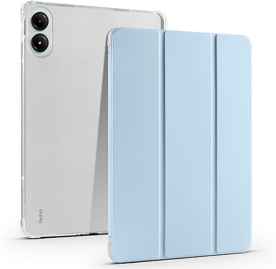 Compatible with Xiaomi Redmi Pad Pro 12.1 inch Case with Auto Wake/Sleep,Smart Case TPU Slim Cover w/Pencil Holder Shockproof Cover Clear Back Shell(Sky Blue)