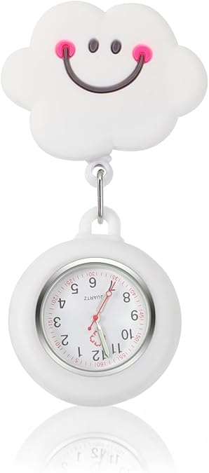 iplusmile Retractable Clip on Nurse Watch - Smile Lapel Watches for Women Girls, Aesthetic Fashion Pocket Nurse Watch with Second Hand for Daily Use