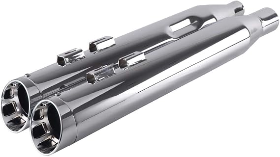 SHARKROAD 4" Chrome Slip-On Mufflers For Harley Touring 2017-2023 Street Glide, Road Glide, Road King,Electra Glide, 21CC