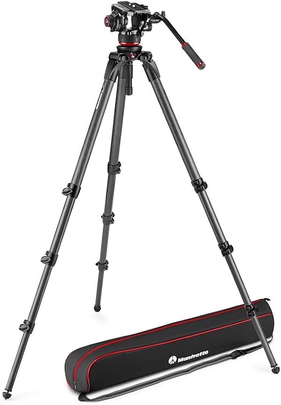 Manfrotto 504X Fluid Video Head with 536 Single Leg Carbon Tripod, Tripod and Video Head Kit, Made of Premium Carbon Fibre, Designed for DSLR Digital Cameras, Videographer, Payload 26.4 lbs