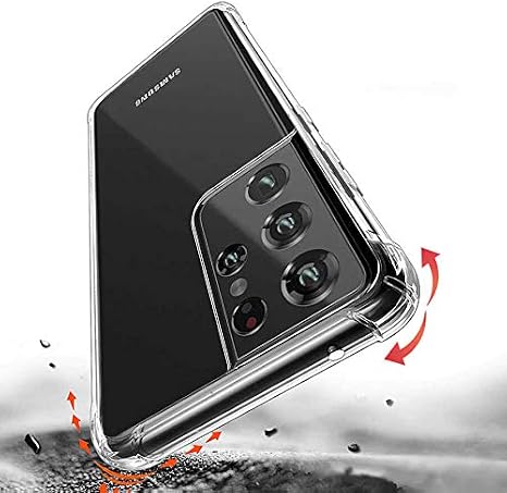 Spia Samsung Galaxy S21 Ultra Case Anti Shock Transparent Premier Silicone Original Flexible Thin Anti Impact Protector New Generation Design (Galaxy S21 Ultra, Anti Shock Transparent)