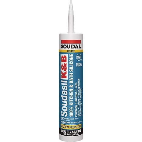 Soudal 146726 Silicone Sealant, White, 10.1 Oz