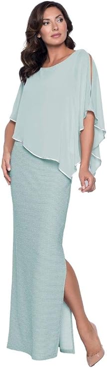 FRANK LYMAN Womens Chiffon Drape Maxi Dress Style 179257 Color Aquamarine Size 04