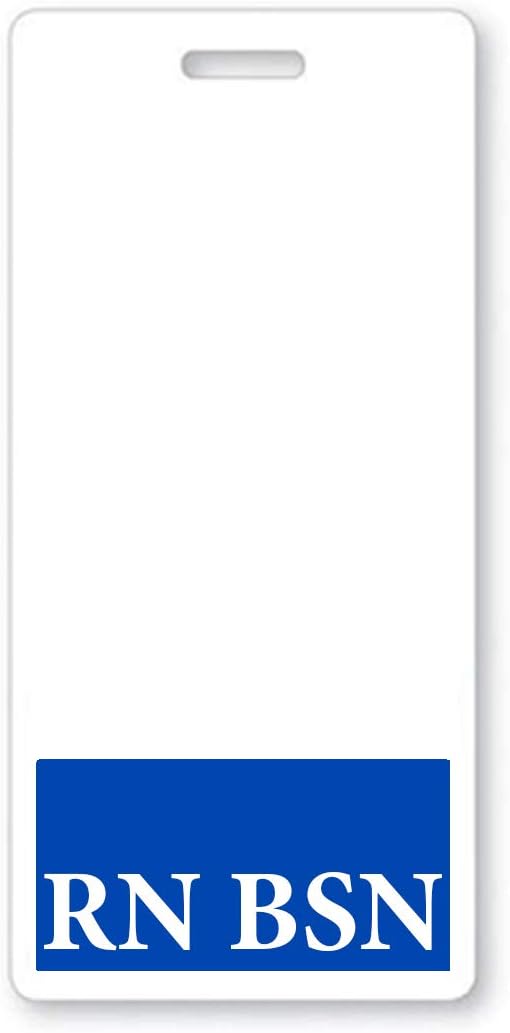 RN BSN Badge Buddy - Vertical- Heavy Duty Spill Proof & Tear Resistant Card - 2 Sided- Quick Role Identifier Name Tag Buddies for BSN Registered Nurse - Specialist ID USA Printed (1 Single, Blue)