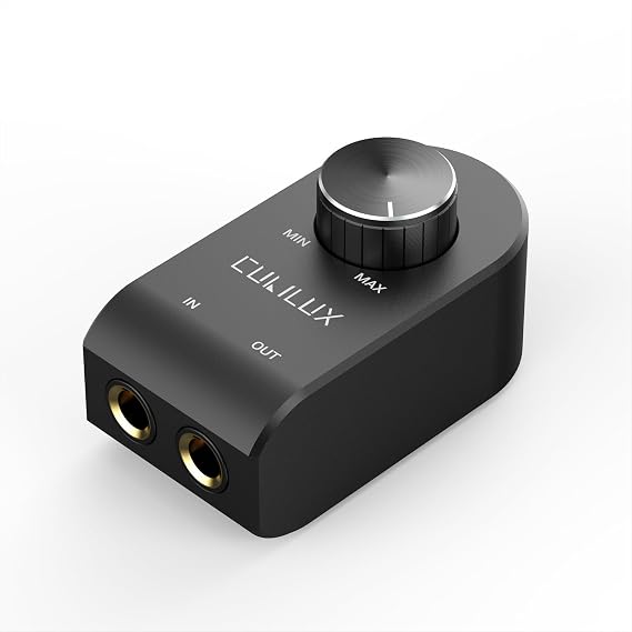 Cubilux 6.35mm Volume Controller, 1/4" Inline Stereo Audio Volume Attenuator with Full Aluminum Alloy Case for Interference Isolation, 14-Inch Volume in-Line Control Knob