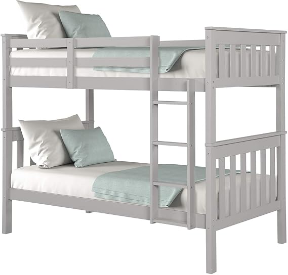 Angel Line Brandon Twin Over Twin Bunk Bed, Gray