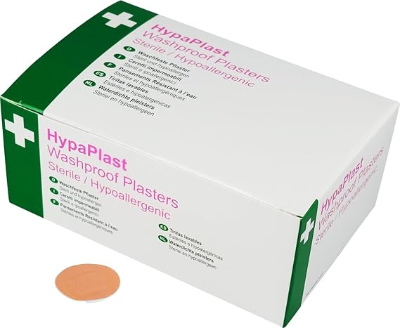 Safety First Aid HypaPlast Pack of 100 Washproof Plasters, 2.5cm Spot