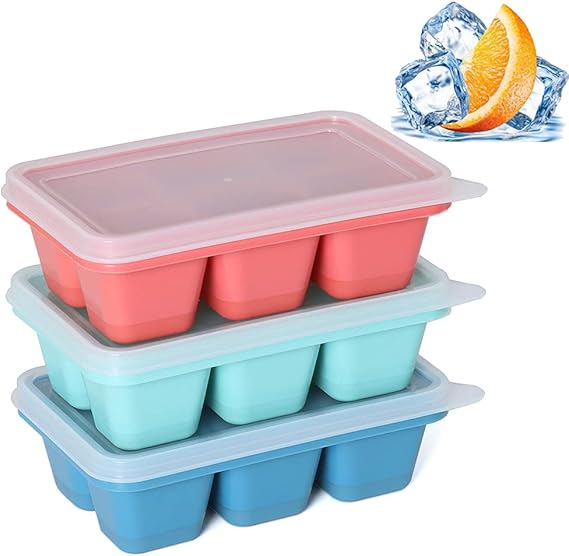 Mini Ice Cube Trays for Freezer, 3 Pack Small Ice Cube Trays with Lids, Easy-Release Flexible Bottom, Stackable Ice Cube Molds for Mini Fridge, Dorm, RV, Travel & Small Freezer