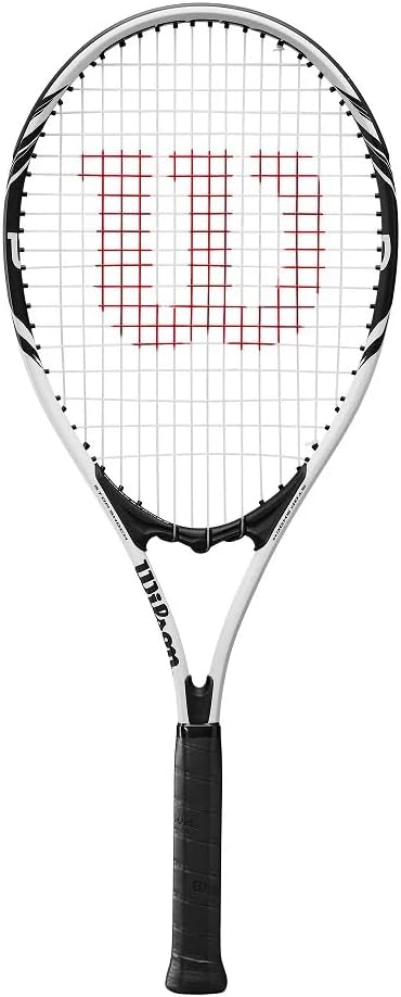 Wilson Federer 110 Tennis Racket, White & Black