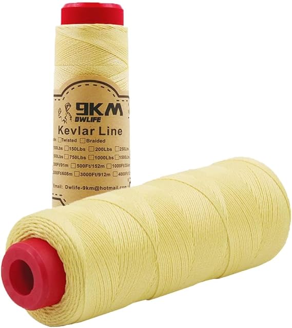 9KM DWLIFE Kite String professional Kevlar braided Cord (500-1000ft) High Strength(40-400lbs) Fishing Assist line Camping Hiking Survival Rope Outdoor(0.4mm-1.1mm)