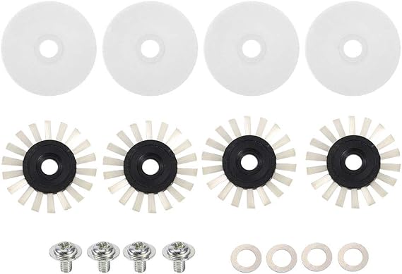 YolieraArt Silver Reed Knitting Machine Parts, 16pcs Round Brush Cover Washer Screw Replacement Set for SK280 SK840 SK580 SK830 Types, 4pcs Each Component