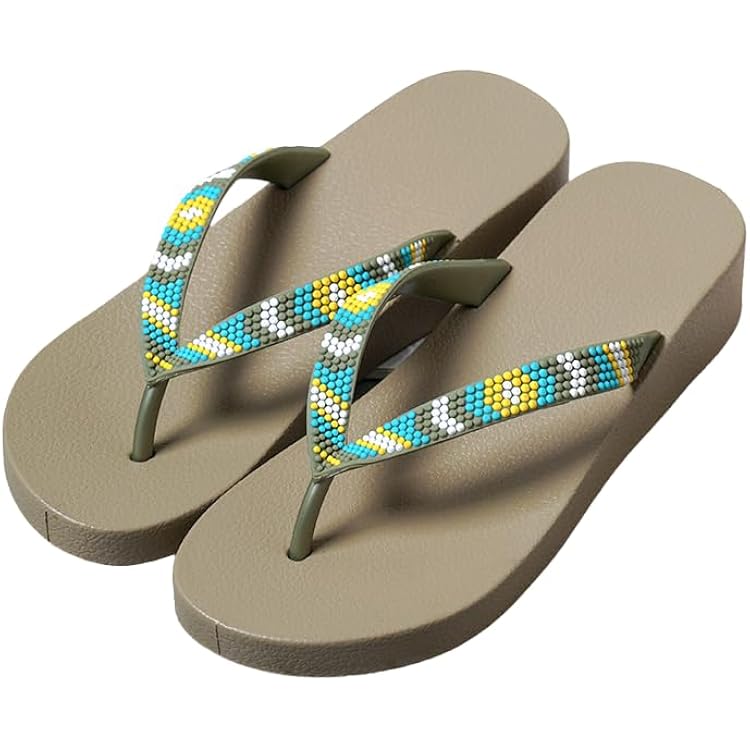 Low Heel Wedge Flip Flops Summer Shoes for Women Beach Sandals for Daily Beach Pool Women Slip On Platform Sandals Green,6.5-7