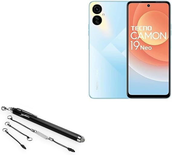 BoxWave Stylus Pen Compatible with Tecno Camon 19 Neo - EverTouch Capacitive Stylus, Fiber Tip Capacitive Stylus Pen - Jet Black