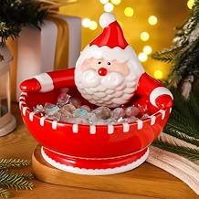 Jingmore Santa Claus Candy Bowl Christmas Ceramic Snack Dish with Santa Hug Design, 6.5 Inch Holiday Dip Bowl for Candy, Nuts, Treats, Table Ornament or Gift