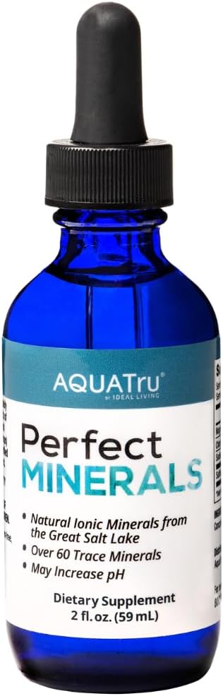 AquaTru Perfect Minerals Mineral Drops for Water Enrich with 72 Trace Minerals Including Magnesium, Zinc & Calcium 60ml Bottle Mineralizes Up to 230 Liters of Water