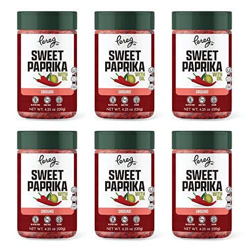Pereg Hungarian Style Sweet Paprika with Oil 4.25 oz x 6 Pack - Paprika Spice Seasoning - Non-GMO, Gluten-Free - Bulk Spices & Seasoning Non-Irradiated