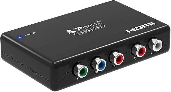 Portta HDMI to Component Converter HDMI to YPbPr Adapter + R/L Audio Extractor, HDMI to 5 RCA RGB Video Converter, Support 1080P 60Hz for PS3 PS4 DVD Wii Xbox TV Projector, PETHRT