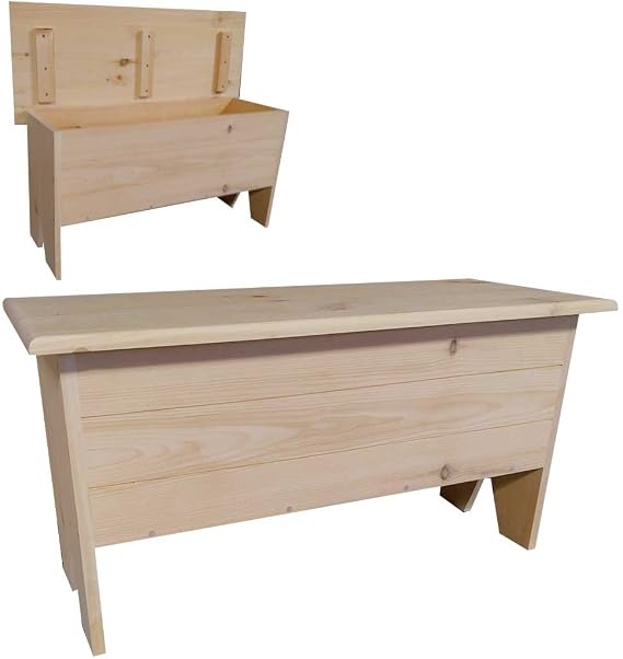 Sawdust City Wooden Storage Bench 3' Long (Unfinished Pine)