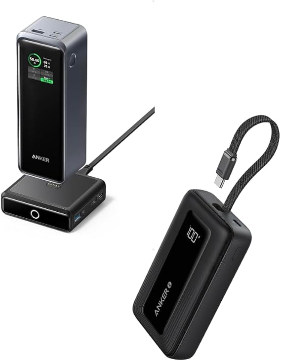 Anker Prime 27,650mAh Power Bank (250W) with 100W Charging Base Zolo Power Bank, 10,000mAh 30W Portable Charger
