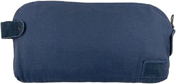 Hide & Drink, Large All Purpose Dopp Kit Utility Bag, Waxed Canvas, Handmade, Blue Mar