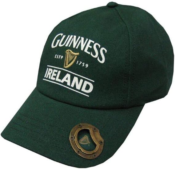 Guinness Baseball Cap with Built-in Bottle Opener - Bottle Green Harp, Green, One Size