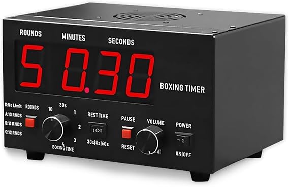 Boxing Interval Timer, Professional Gym Timer with Adjustable Buzzer Alarm, Classic Boxing Round Timer for Muay Thai, MMA, Kickboxing, 30S-10min Training and 0/30/60S Rest Time,Red