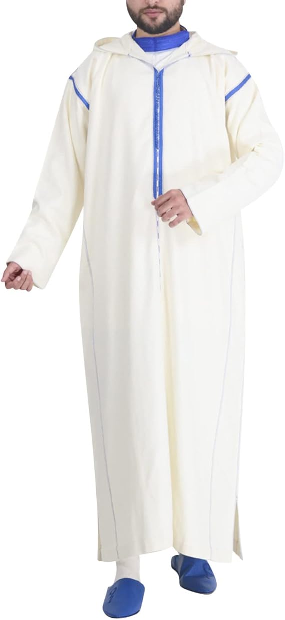 Alalaso Men's Muslim Robes Kaftan Thobe Saudi Arabic Middle East Islamic Robes Breathable Clothing Ramadan Jubbah