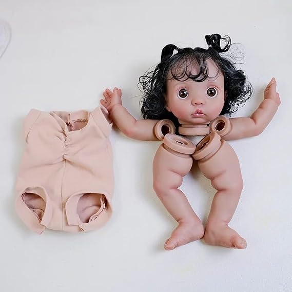Pinky Reborn Reborn Baby Dolls Kit 16 Inch Peeka Black Reborn Toddler Kits in Brown Skin Already Painted Baby Kit with Hair DIY Accessories Supplies for Kids Age 3+