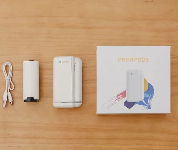 EVEBOT Printpods Handheld Printer DIY Inkjet Pen Tattoo Device Mini Small Portable Clothing Custom Label Printing Machine Handheld Printer on All Surfaces (Value Package)