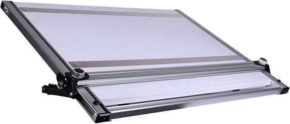 A2 Drawing Board with Parallel Motion Adjustable Angle Drawing Board Smooth Artist Wooden Panel Drafting Table with Counter-Weight Parallel Motion Ruler 60×45cm