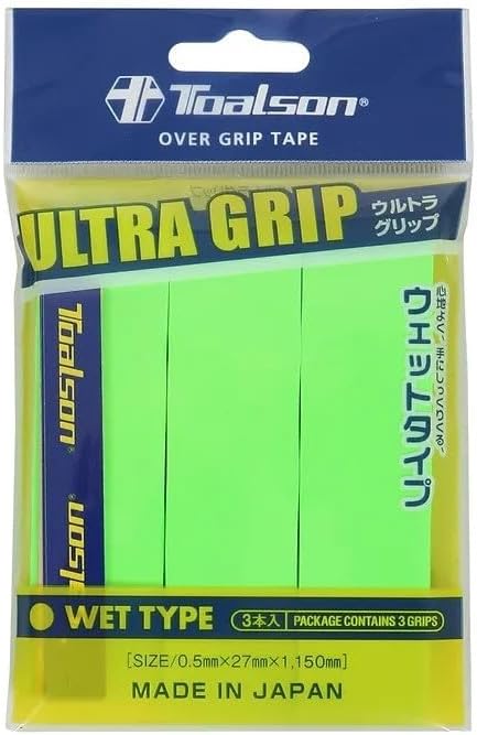Toalson Ultra Grip Over Grip 3 Pack (Made in Japan) 0.5mm Thick (Optic Green)