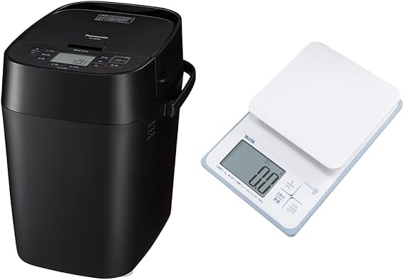 SetPanasonic Home Bakery Bread Maker Mochi Pounder Bistro 1 Loaf 43 Menus Low-Carb Bread Raw Food Bread with Recipe Book Black SD-MDX4-K + Tanita Cooking Scale Waterproof Digital 2kg 0.1g Unit KW