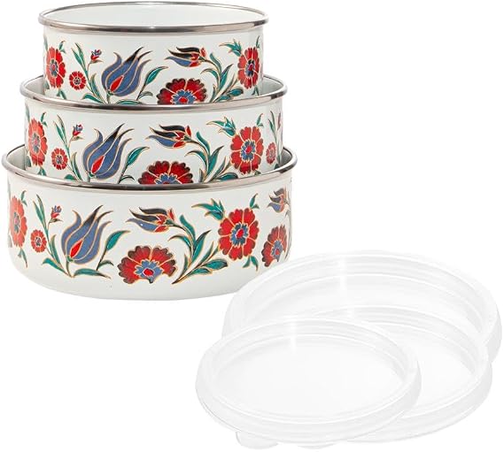 Serenk 14-16-18 Cm Emaye Üçlü Saklama Kabı Seti
