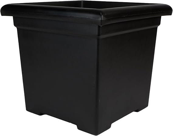 The HC Companies Accent Square Plant Pot w/Drainage - Classic Planters for Outdoor Plants & Indoor Plants - Lightweight & UV-Resistant Square Planter Box (12.5, Black, Pack of 1)